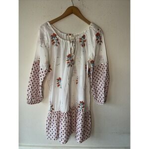 Sundance Women Cotton Embroidery Floral Boho Tunic Short Dress Preppy M